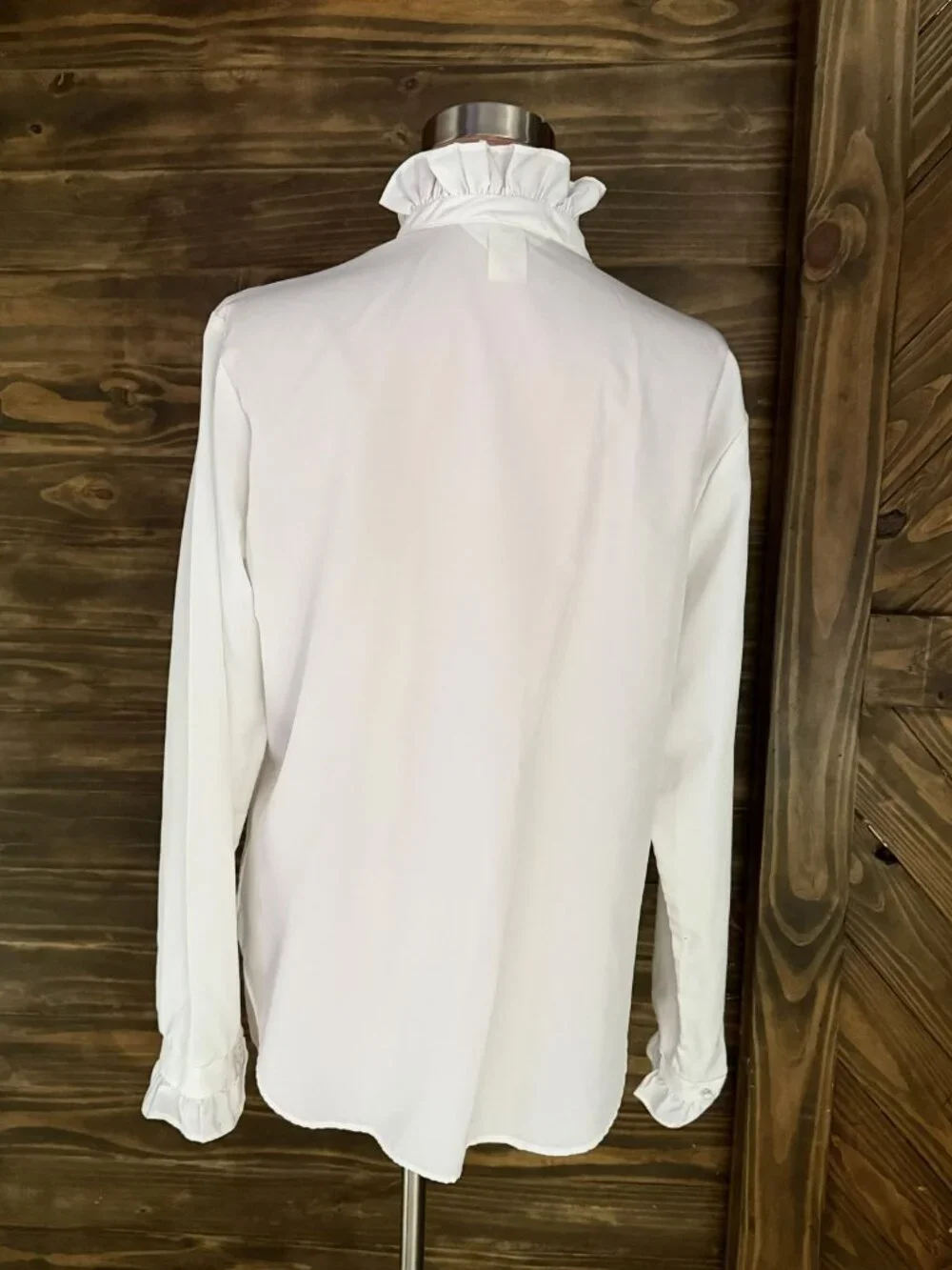 Vintage Reigning Beauty Womens White High Collar Blouse Coquette Whimsy